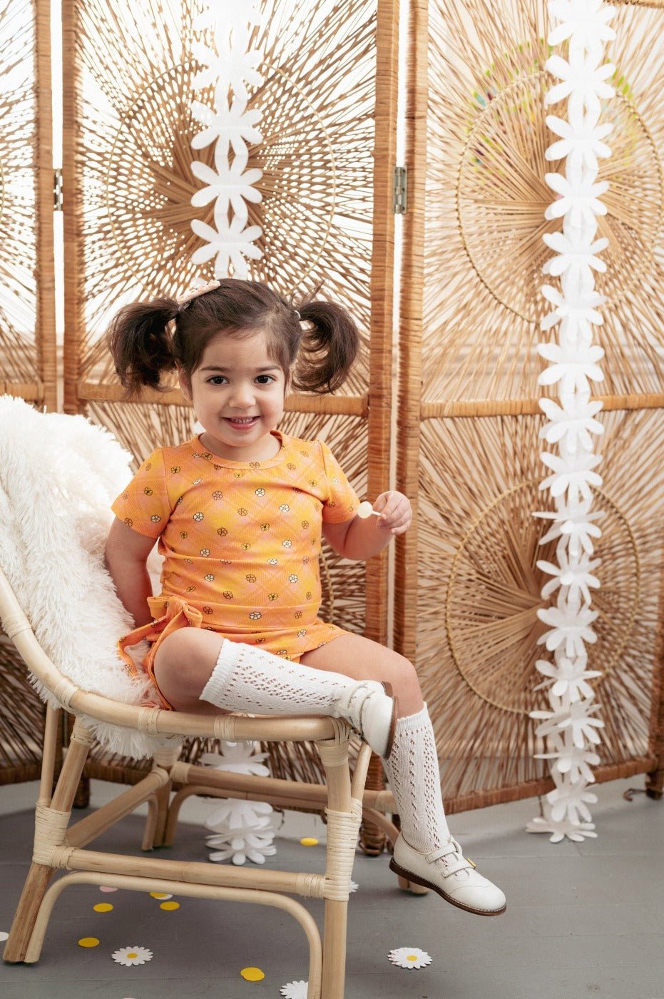 Flower Power Plaid Mod Dress for Baby and Toddler Girls