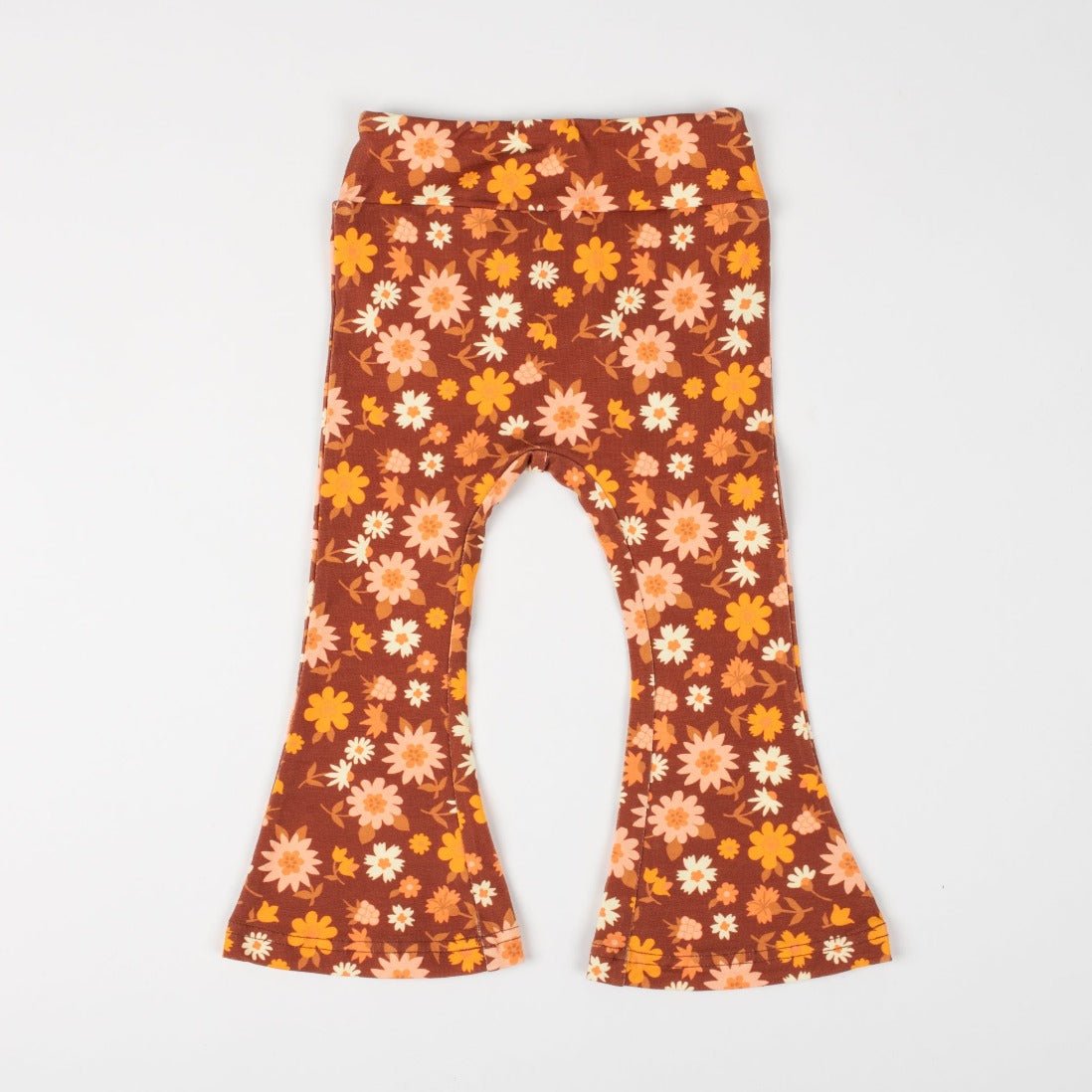 Folk Floral Jersey Bell Bottoms Flare Leggings for Babies, Toddlers and Girls
