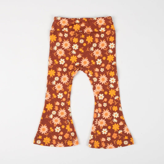 Folk Floral Jersey Bell Bottoms Flare Leggings for Babies, Toddlers and Girls