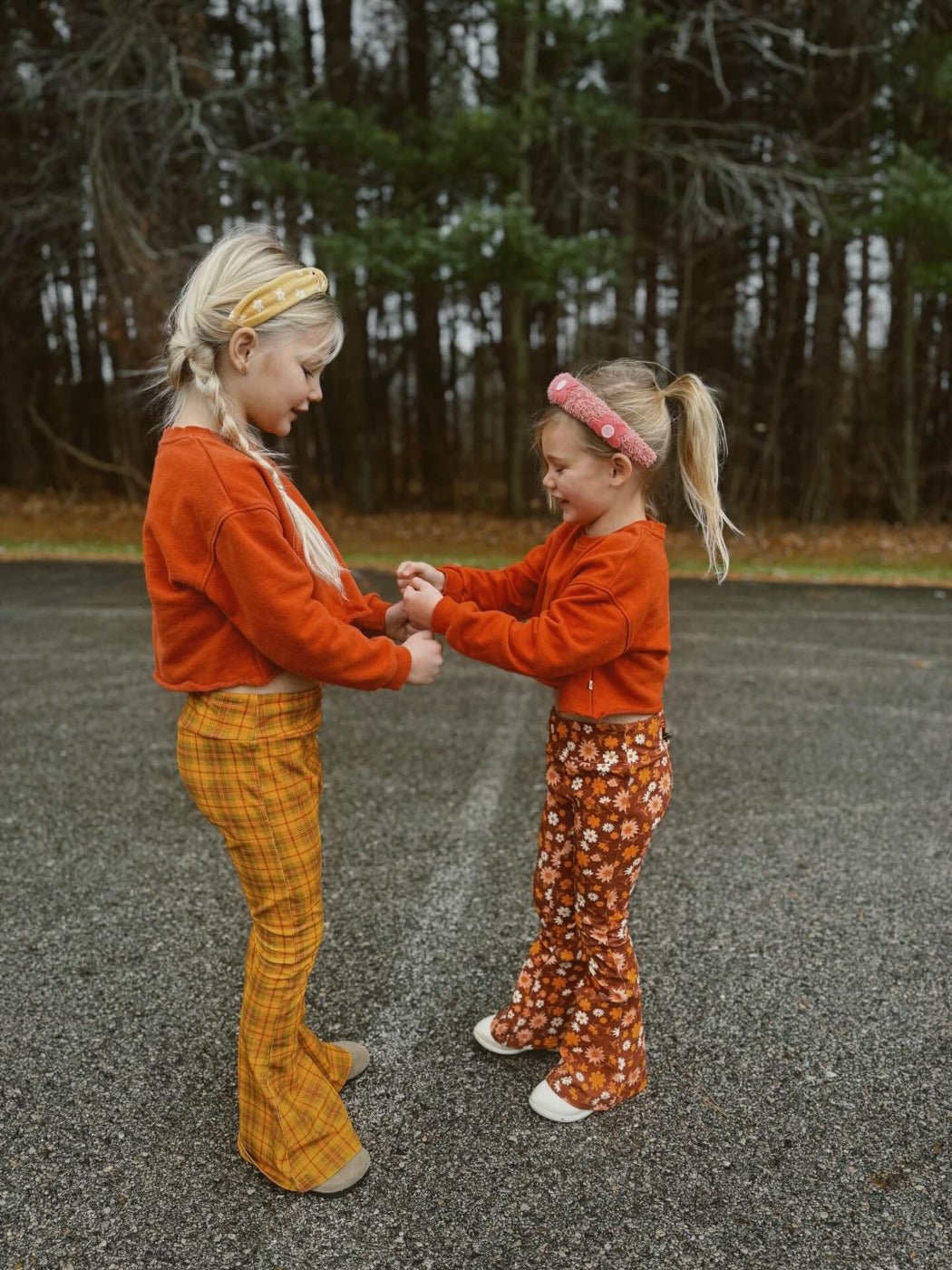 Folk Floral Jersey Bell Bottoms Flare Leggings for Babies, Toddlers and Girls