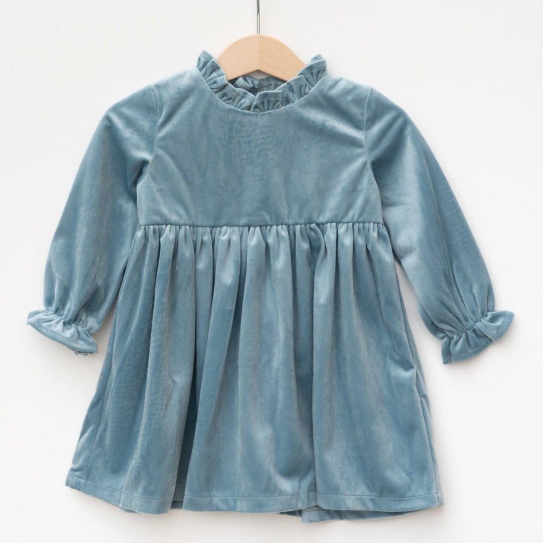 Girls Blue Christmas Dress in Velvet