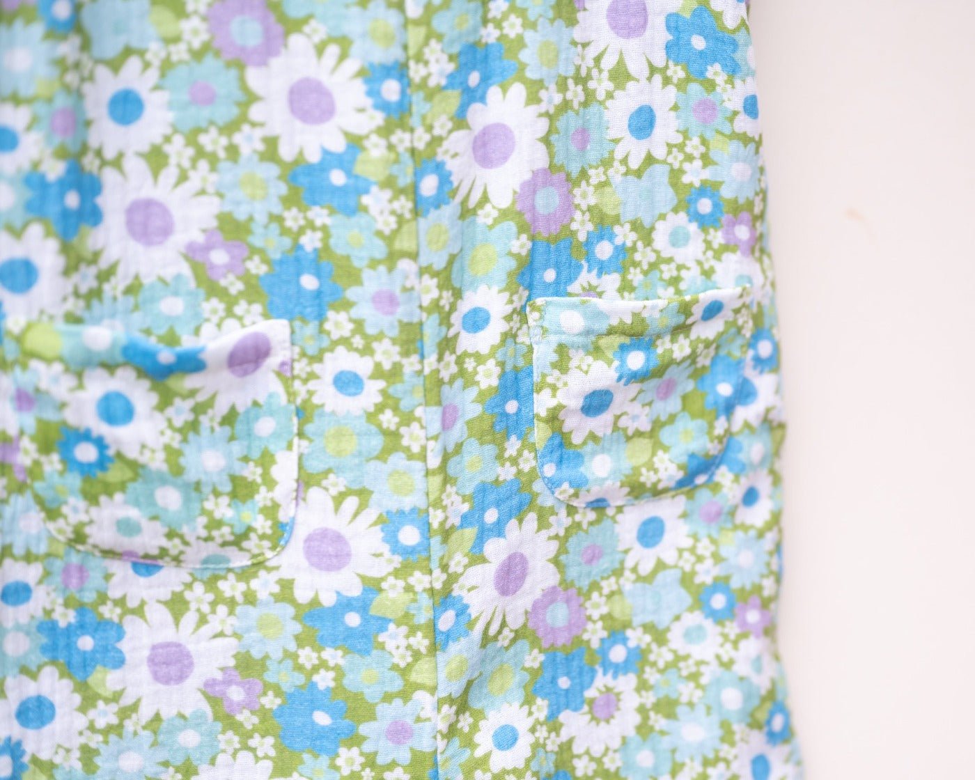 Green and Blue Flower Power Double Gauze Romper for Babies and Toddler Girls