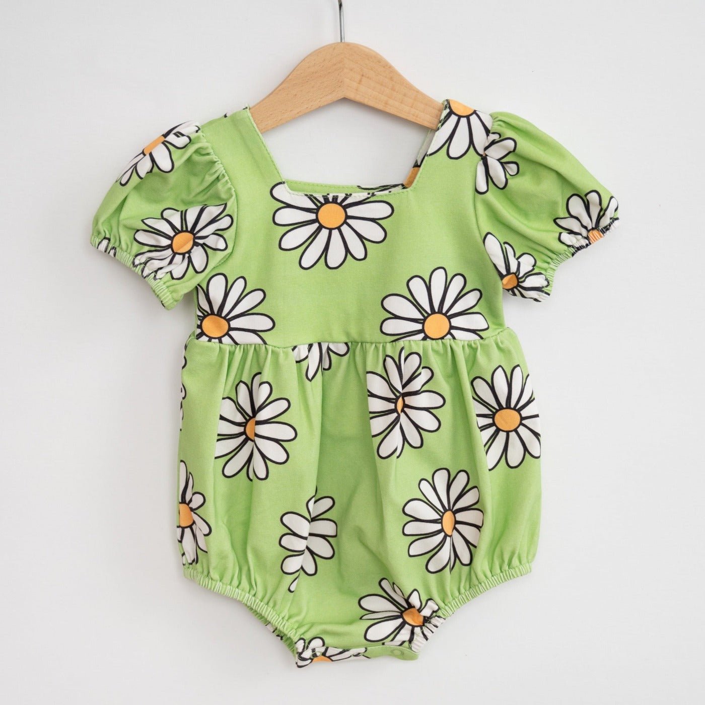 Green Daisy Baby Girl Romper