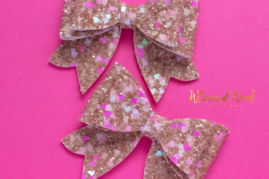 Rose Gold Hearts Double Petunia single or pigtail set