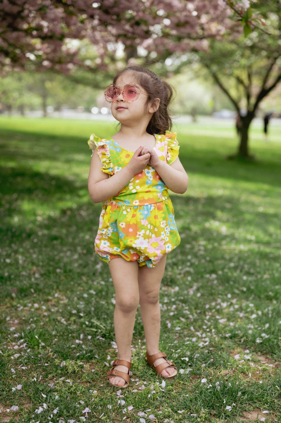 Sixties Summer Floral Pinafore Romper for Baby and Toddler Girl